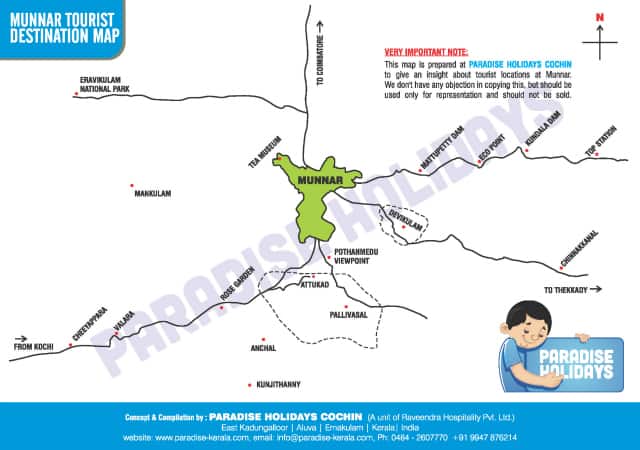 Munnar Tourist Destinations Map - Free Download