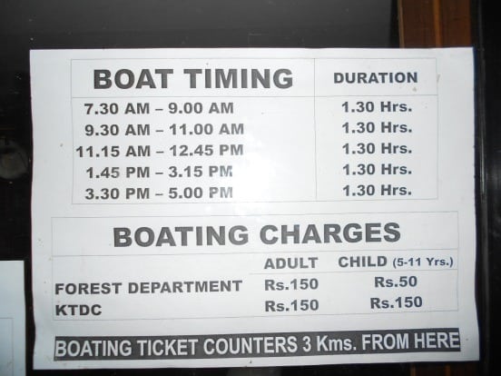 Boat Timings and Charges
