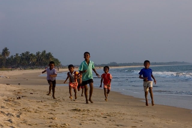 Children Running Along the Kappad Beach