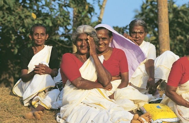 Elderly women enjoying an evening chat!