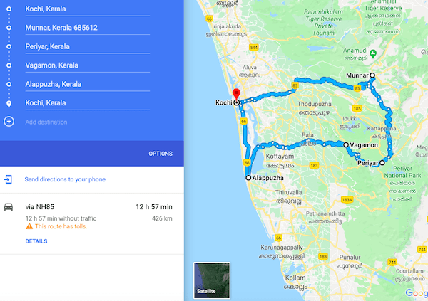 Google Route Map Distance