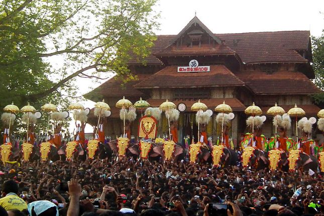 Thrissur Pooram elephant procession Kerala