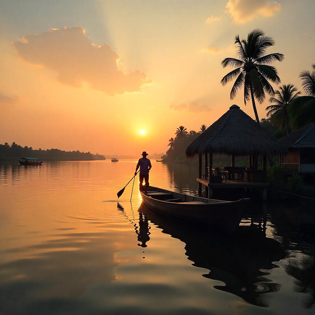 Kerala backwaters sunset view for Kerala tour packages